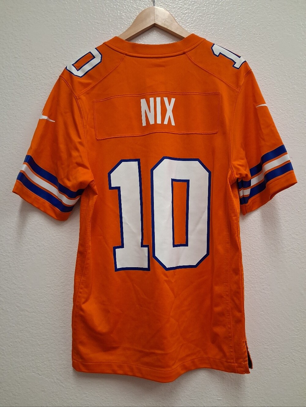 Nike Denver Broncos Bo Nix #10 NFL Football Jersey Orange White Navy Size Small